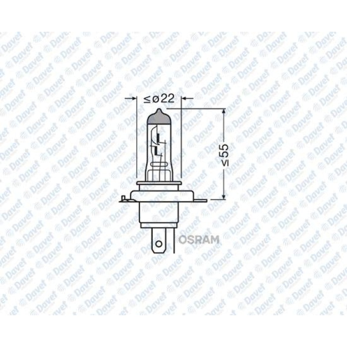 AMPUL 12V H4 55/60W TIRNAKLI FAR 43T CLASSIC HALOJEN