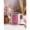 Baskılı Kupa Bardak Seramik Mug - Pembe Love