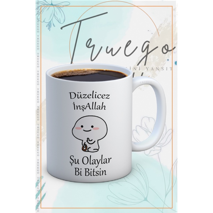 Baskılı Kupa Bardak Seramik Mug - Düzelicez İnşAllah Be Şu Olaylar Bi Bitsin