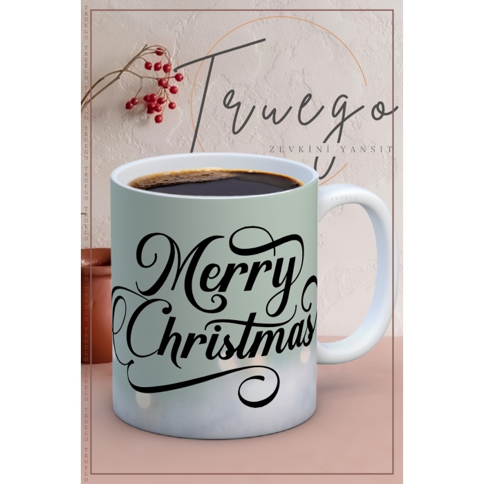 Baskılı Kupa Bardak Seramik Mug - Yılbaşı Merry Christmas