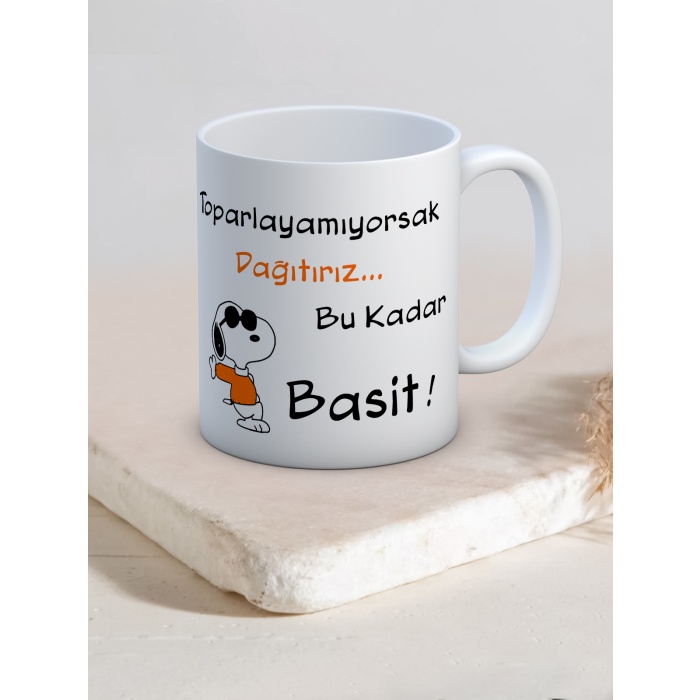 Baskılı Kupa Bardak Seramik Mug - Basit..