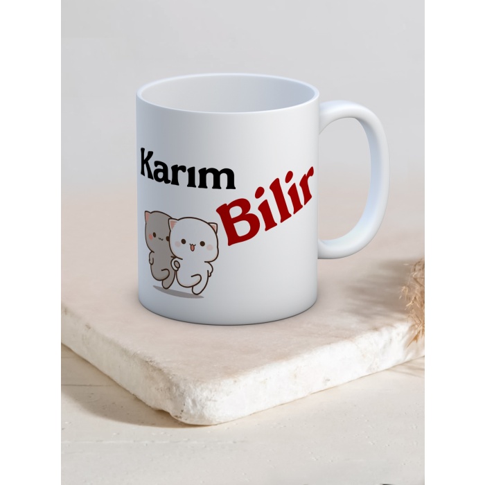 Baskılı Kupa Bardak Seramik Mug - Karım Bilir