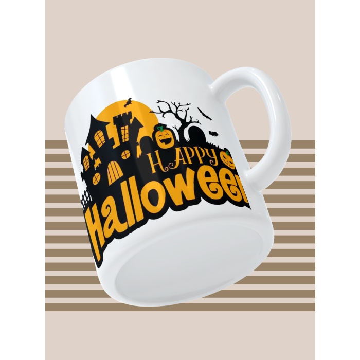 Baskılı Kupa Bardak Seramik Mug -Happy Halloween