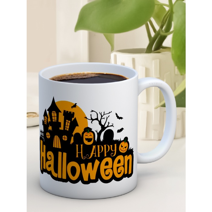 Baskılı Kupa Bardak Seramik Mug -Happy Halloween