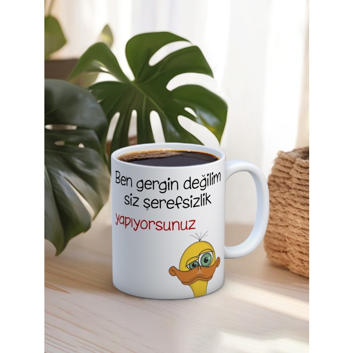 Baskılı Kupa Bardak Seramik Mug - Gergin Değilim..