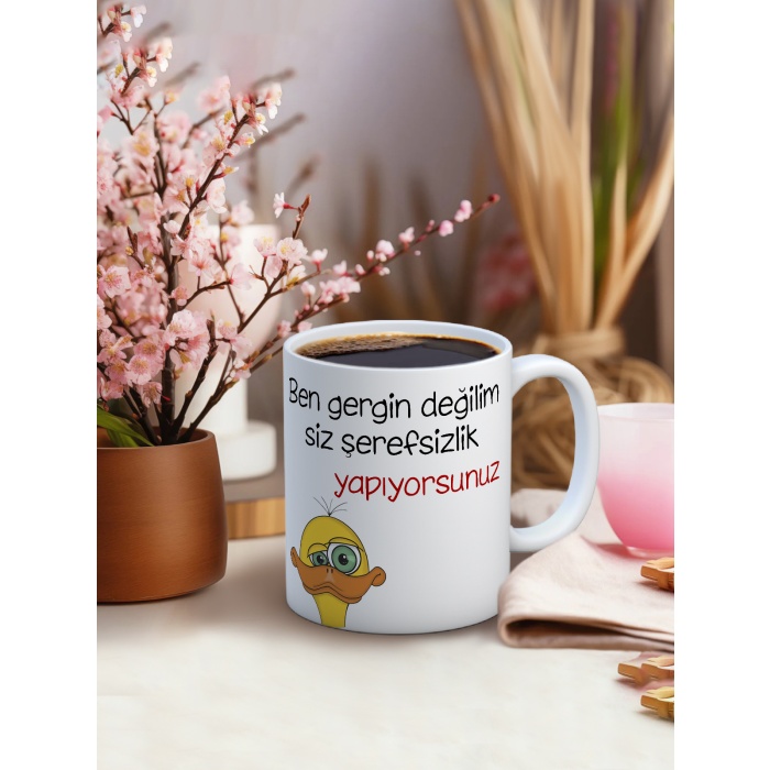 Baskılı Kupa Bardak Seramik Mug - Gergin Değilim..