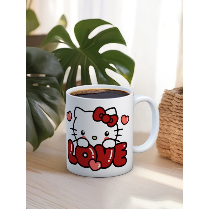 Baskılı Kupa Bardak Seramik Mug - Sevimli Love