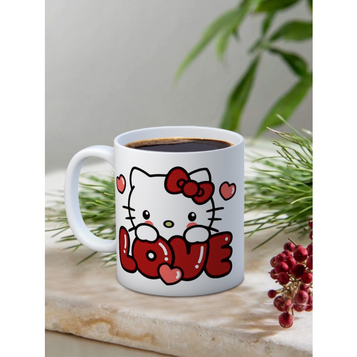 Baskılı Kupa Bardak Seramik Mug - Sevimli Love