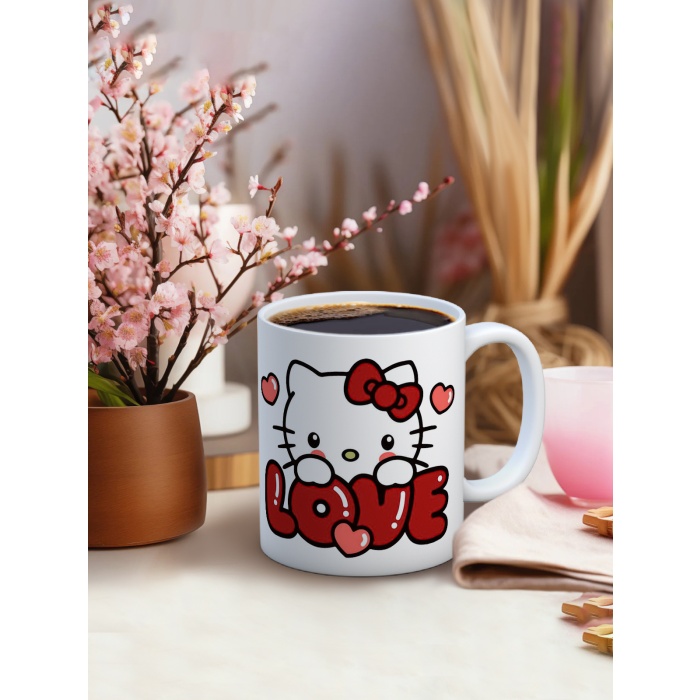 Baskılı Kupa Bardak Seramik Mug - Sevimli Love