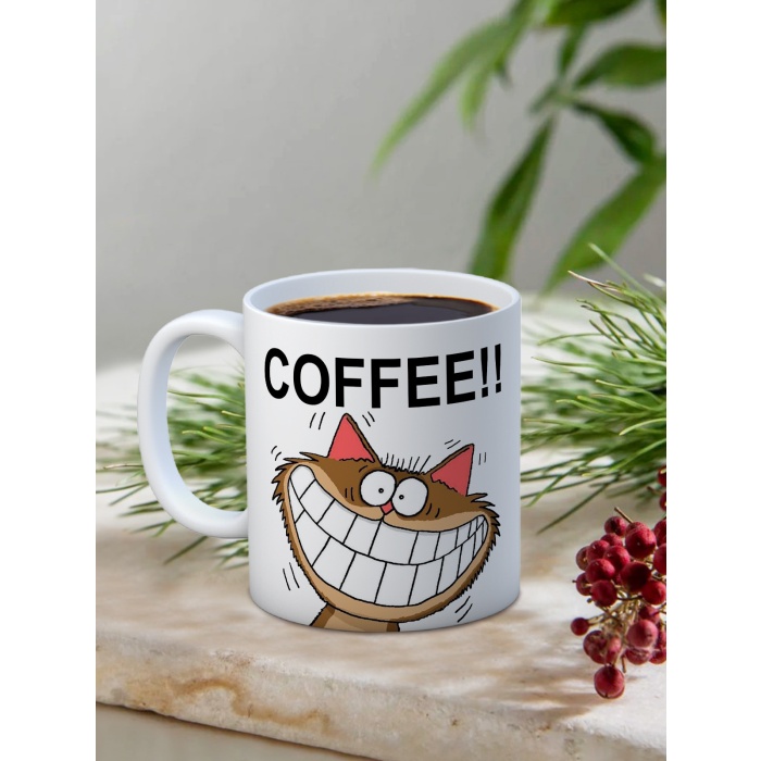 Baskılı Kupa Bardak Seramik Mug - Coffeee