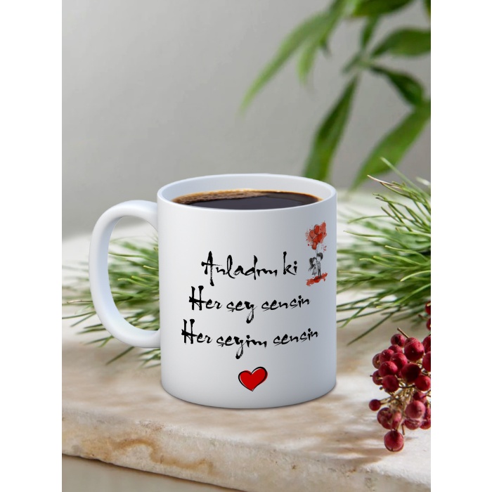 Baskılı Kupa Bardak Seramik Mug - Anladımki herşey sesin