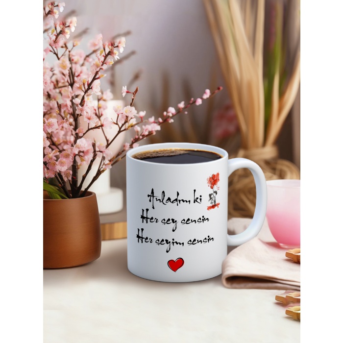 Baskılı Kupa Bardak Seramik Mug - Anladımki herşey sesin