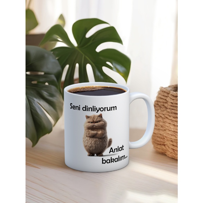 Baskılı Kupa Bardak Seramik Mug - Anlat bakalım..