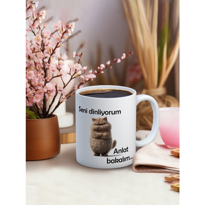 Baskılı Kupa Bardak Seramik Mug - Anlat bakalım..