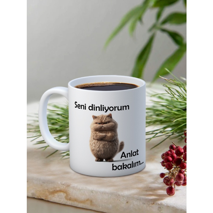 Baskılı Kupa Bardak Seramik Mug - Anlat bakalım..