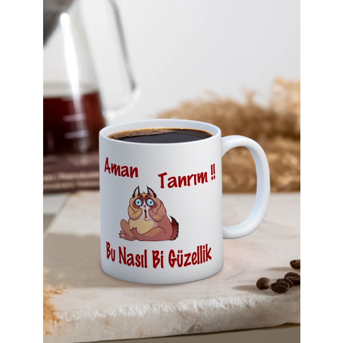 Baskılı Kupa Bardak Seramik Mug - Aman tanrım