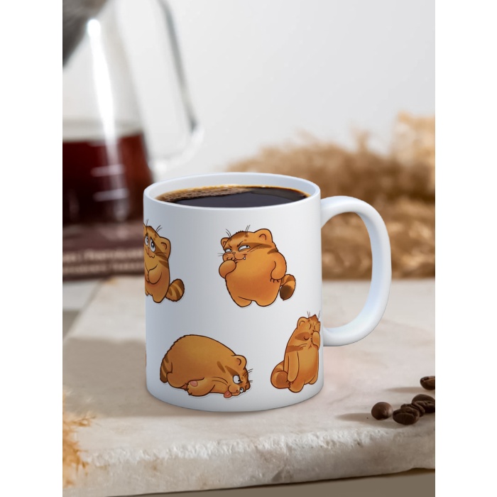 Baskılı Kupa Bardak Seramik Mug - Sevimli Kedi