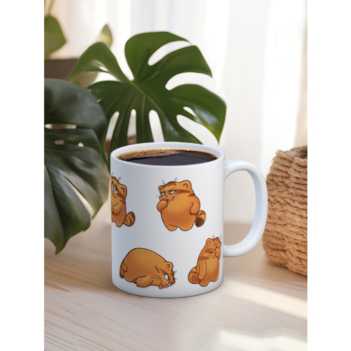 Baskılı Kupa Bardak Seramik Mug - Sevimli Kedi