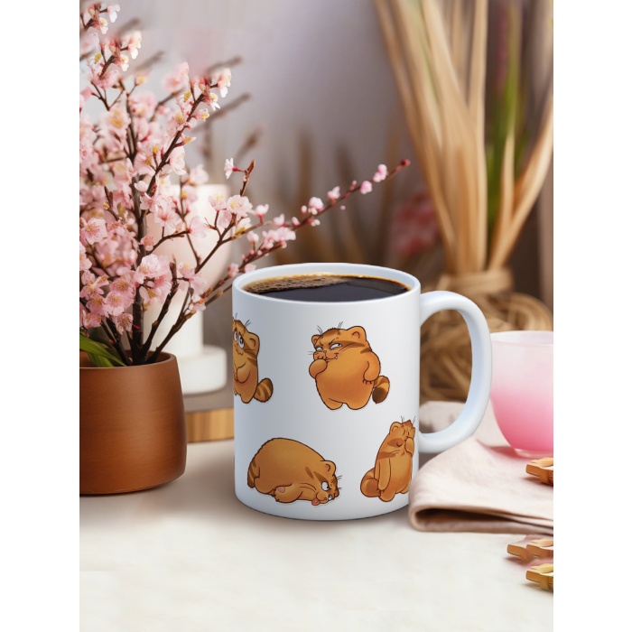 Baskılı Kupa Bardak Seramik Mug - Sevimli Kedi