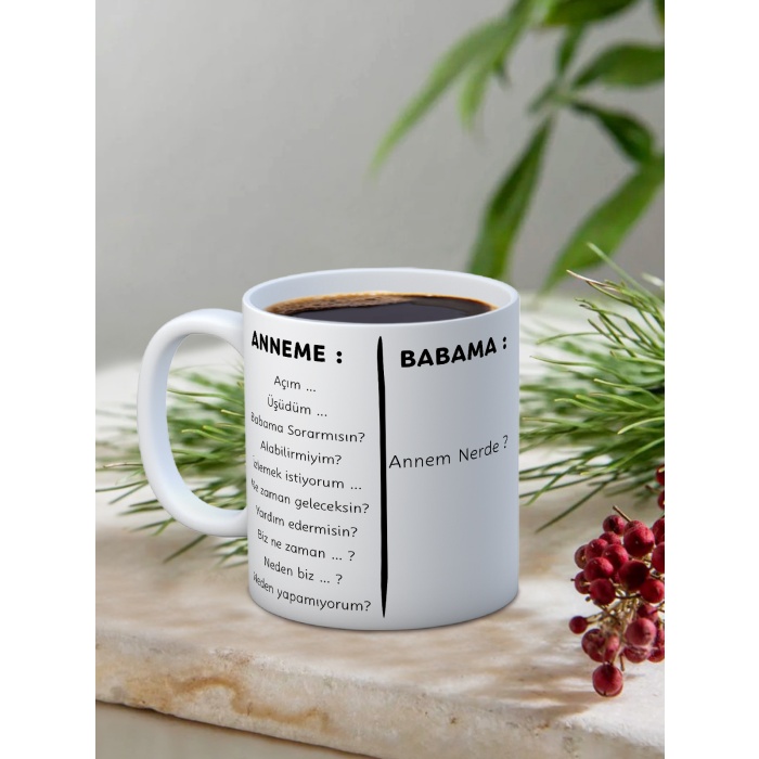 Baskılı Kupa Bardak Seramik Mug - Anne ve Baba Farkı