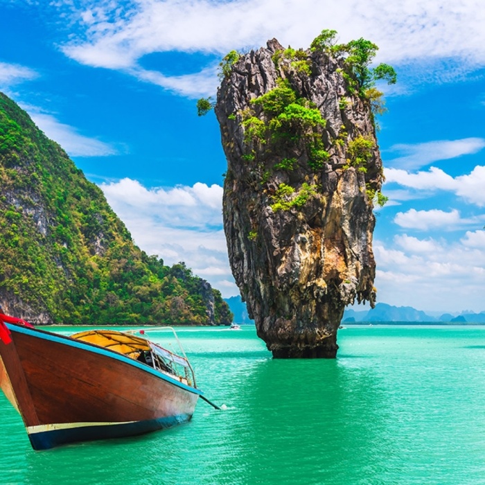 Phuket, Kayık ve Adalar Manzarası Kanvas Tablo 50 x 70