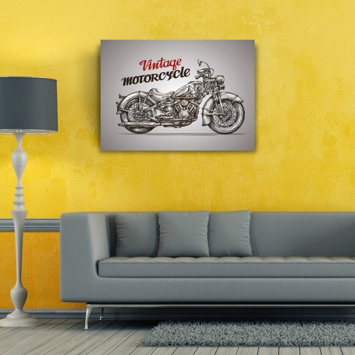 Vintage Motorcycle Poster Kanvas Tablo 50 x 70