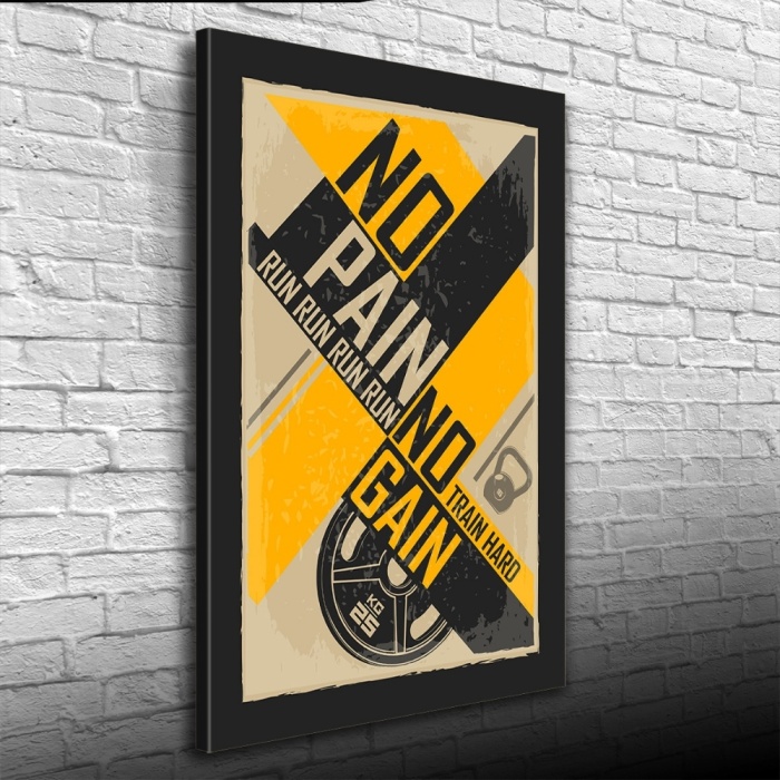 No Pain No Gain Sarı Siyah  Poster Kanvas Tablo 50 x 70