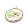 FerizZ Altın Kaplama Zirkon Taşlı Beyaz Göz ve Yeşil Ay Detaylı Kolye Ucu TGR-517