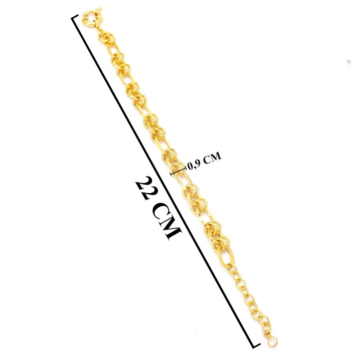Altın Kaplama Samanyolu Geçişli Halka Zincir Kadın Bileklik BLK-496