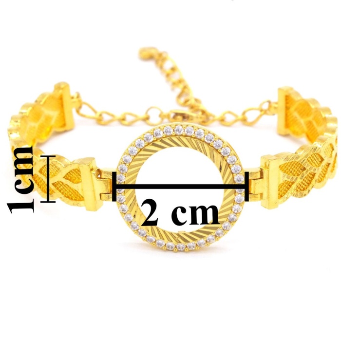Altın Kaplama Zirkon Taşlı Şık Çeyrek Çerçeve Kelepçe Bilezik BLZ-262