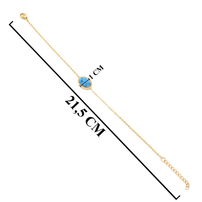 Altın Kaplama Turkuaz Taşlı Şık Kadın Bileklik BLK-568
