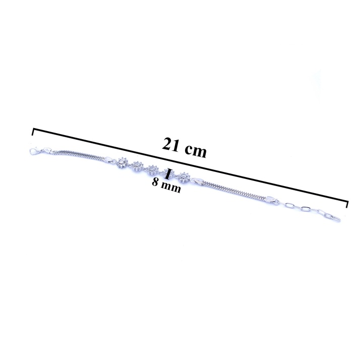 316L Çelik Zirkon Taşlı Çiçek Şekilli Kadın Bileklik BLK-793