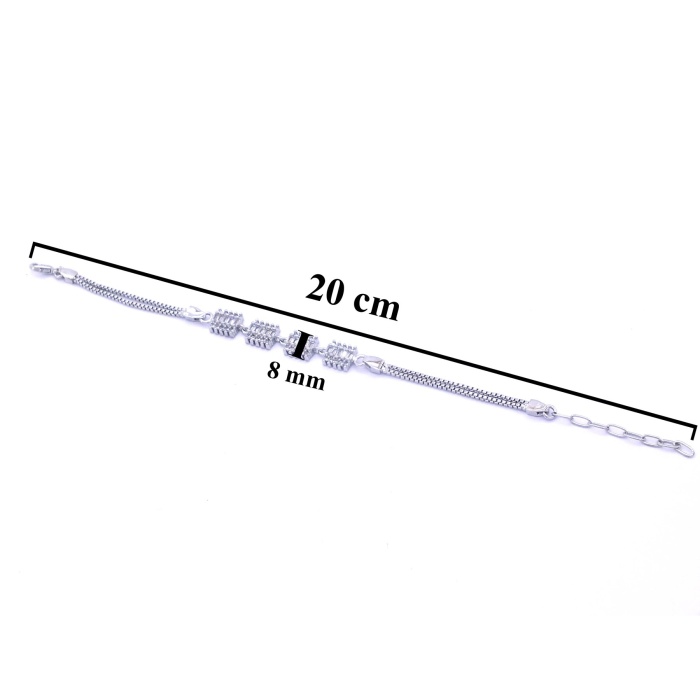 316L Çelik Kare Zirkon Taşlı Kadın Bileklik BLK-797