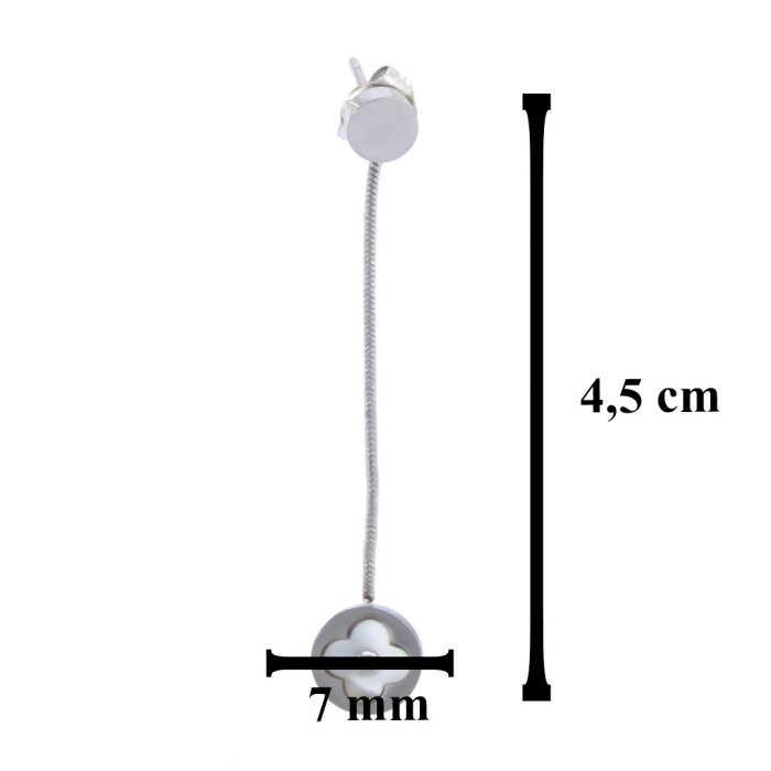 FerizZ 316L Çelik Sallantılı Sedef Taşlı Yonca Çift Küpe UNK-547