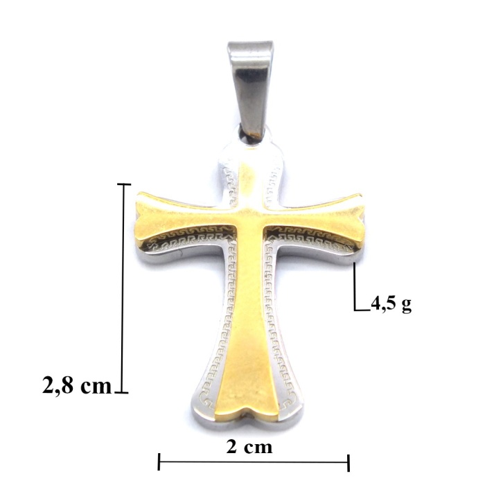 FerizZ Altın Kaplama Çift Renkli Haç Kolye Ucu TGR-544