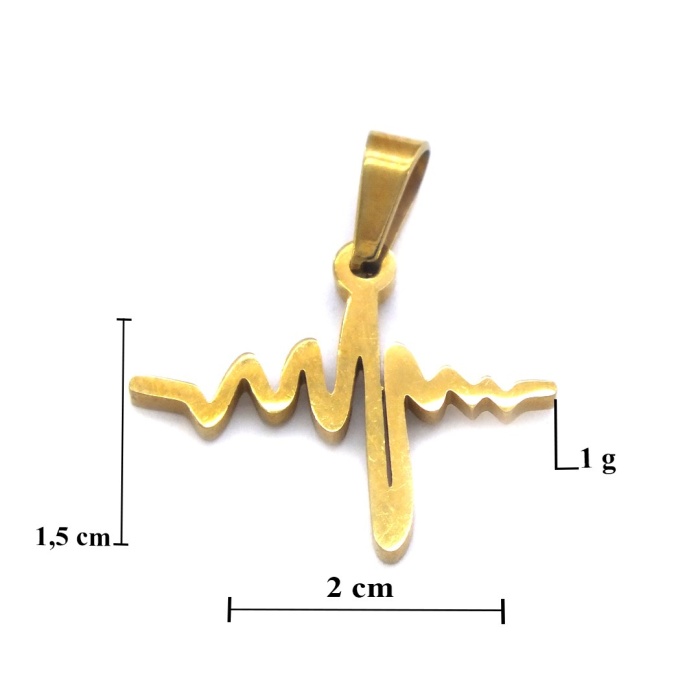 FerizZ Altın Kaplama Kalp Ritimli Kolye Ucu TGR-548