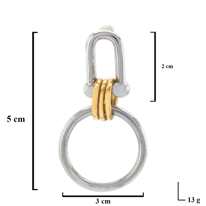 316L Çelik Çift Renk Halkalı Küpe UNK-571