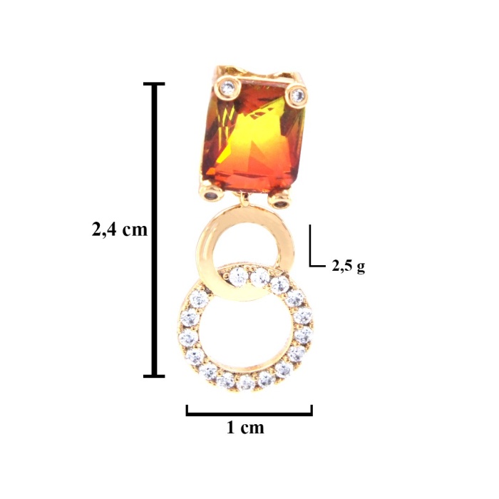 Altın Kaplama Küpe Renkli Zirkon Taşlı Sallantılı Küpe UNK-646