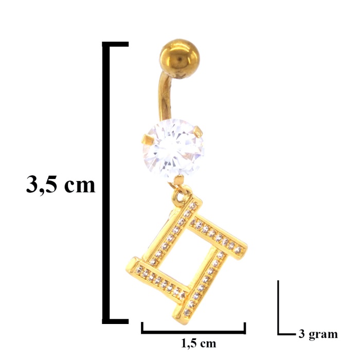 FerizZ Altın Kaplama Zirkon Taşlı Baklava Piercing PRC-103