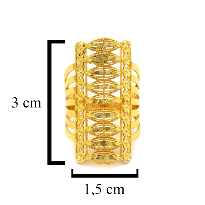 22 Ayar Altın Kaplama Çiçek Desen Kadın Yüzük YZK-465