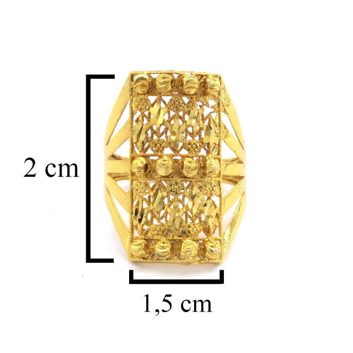 22 Ayar Altın Kaplama Dorika Model Desenli Yüzük YZK-467
