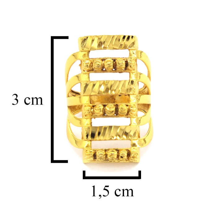 22 Ayar Altın Kaplama Dorika Toplu Kaburga Model Yüzük YZK- 468