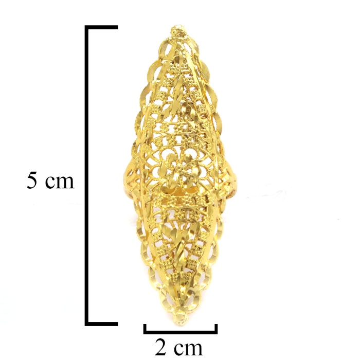 22 Ayar Altın Kaplama Desenli Hint Model İmitasyon Yüzük YZK-476