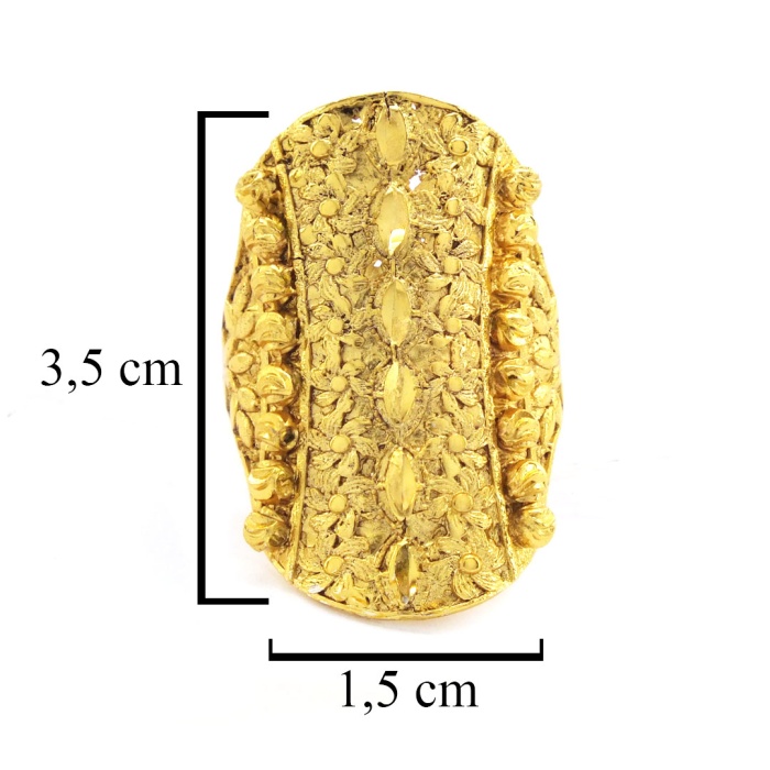 Altın Kaplama Çiçek Desenli İmitasyon Kaburga Yüzük YZK-492