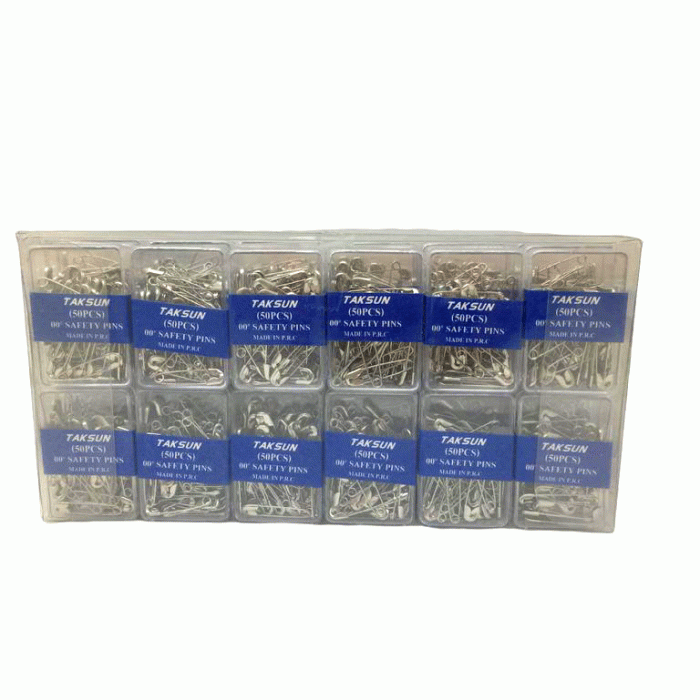 TAKSUN SAFETY PINS-958 ( GÜMÜŞ ) 50PCS.PLS.KUTU NO-00 MİNİ ÇENGELLİ İĞNE*36X40