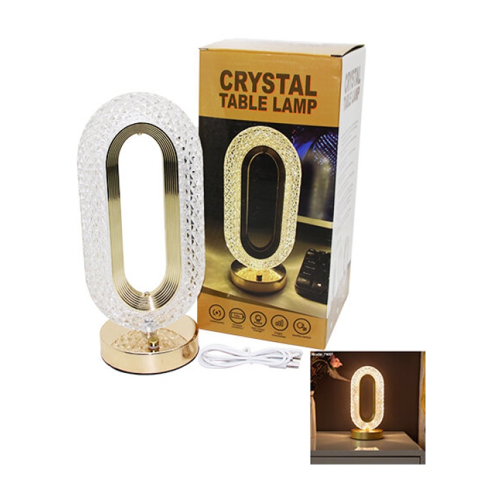 CRYSTAL TABLE LAMP FW-07 ( BÜYÜK OVAL ) 3 RENK LED DOKUNMATİK USB ŞARJLI MASA LAMBASI*20