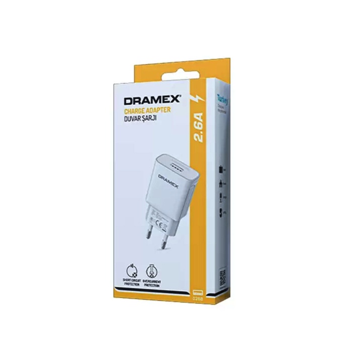 DRAMEX CHARGE ADAPTER D26B ( USB & 2.6A ) ( ADAPTÖR BAŞLIK ) EV ŞARJI *120