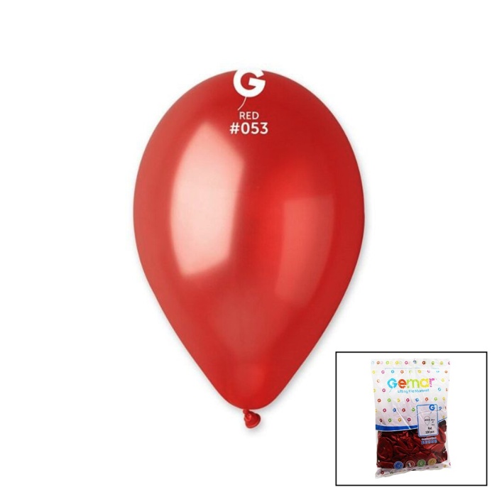 GEMAR GM-110-53 ( METALİK & KIRMIZI ) BALON ( 11 & 28CM & 100PCS )*1X50