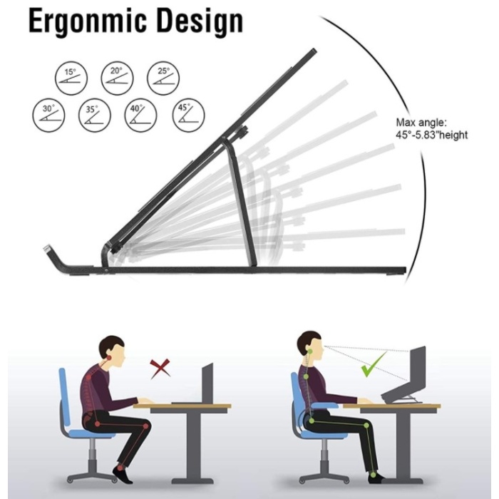 7 Kademeli Ayarlı Katlanabilir Laptop Tablet Standı Siyah