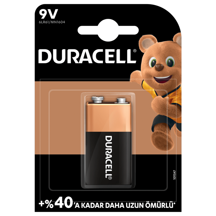 Duracell 9 Volt Pil 1li